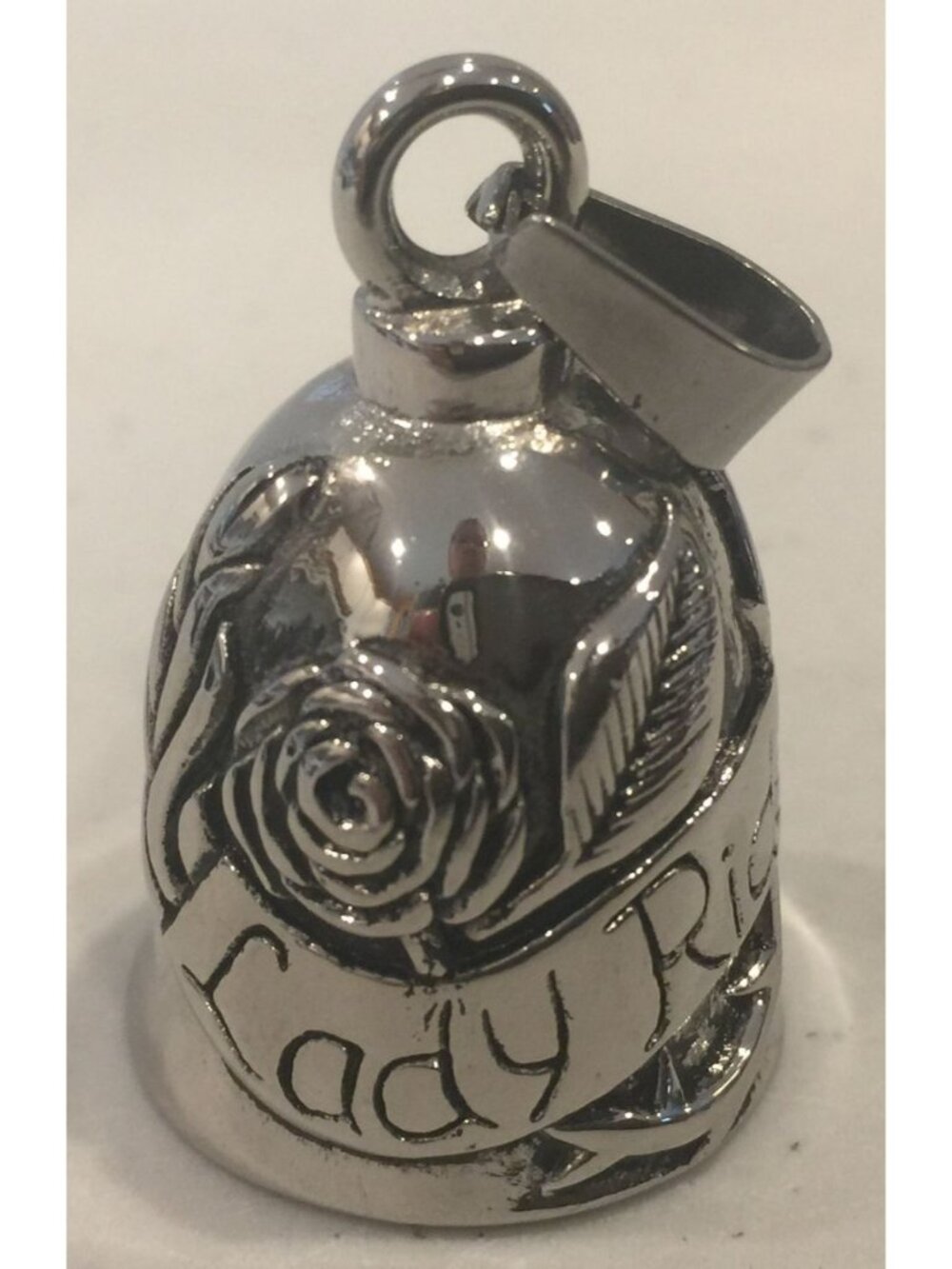 LADY RIDER Silvertone 1 1/2" Mini Gremlin Motorcycle Bell with Thorny Rose Raise
